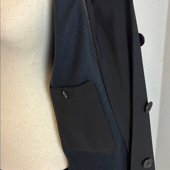 Gallery Long Lined Black Coat Velvet Collar Button Up Size 6 - Picture 6 of 11